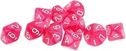Oshhni Set of 10 D10 Polyhedral Dice for Gaming, Rose, 16mm