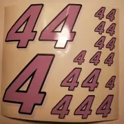 Lavender w/ black & white #4's Racing Numbers Vinyl Decal Sheet 1/10-1/12 slash