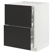 METOD / MAXIMERA base cab f hob/2 fronts/3 drawers, white/Nickebo matt anthracite, 60x60x80 cm