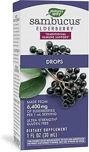Nature's Way Sambucus Elderberry Drops Ultra-Strength 6400mg Fresh Elderberry Equivalence, 1 Ounce