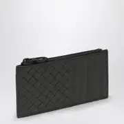 [Bottega Veneta] Card Holder with Grey Intrecciato Zipper One size Grey