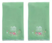 Celebrate Spring 2-Piece Hello Spring Green Floral Fingertip Towels 11"x18"