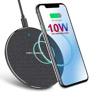 Qi Wireless Charger 10W Fast Wireless Charging Dock Wireless Charging Pad with Anti-Slip Rubber Base Slim Wireless Charger for Android Cell Phone (Black)