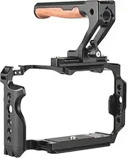 Camera Cage with Top Handle Al Num Alloy Camera Video Cage with Dual Cold Shoe Mount Numerous 1/4 Inch & 3/8 Inch Threads Repla Ent for A7Cii A7C2 A7Cr A7Cm2 Black
