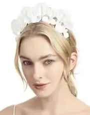 MIMCO FLOURISH CROWN WHITE RACER HEADBAND FASCINATOR HEADPIECE PARTY new