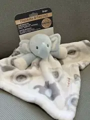 Blankets & Beyond Elephant Owl Baby Security Blanket Lovey Plush Blue White New