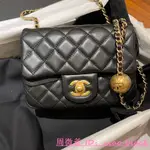 CHANEL 爆款 黑色 小羊皮 MINI COCO 18 金球鍊 方胖包 AS1786 預購