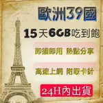 免設定 歐洲15天6GB吃到飽北歐 中歐 東歐 南歐 英法/德義/荷比/冰島 土耳其高速上網卡 網路SIM卡 分享漫遊卡