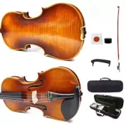 Full Size Violin Flame Maple Ebony Fiddle Kit 4/4 Violins Beginer Sets with Bow