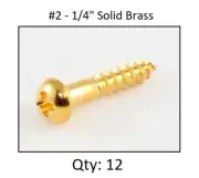 GeetarGizmos Guitar TRUSS COVER SCREWS - Qty 12 - SOLID BRASS - Gold