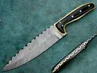 Damascus Steel Kitchen Knife , Marvelous Custom Hand Made Kitchen Chef's Knife