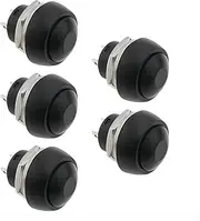 12mm Mounting Hole On Off 5Pcs Mini Round Waterproof Momentary Push Button Switch Black