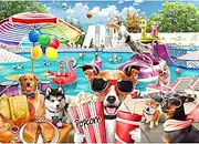 [HUADADA] Jigsaw Puzzles for Adults 1000 Pieces, Puzzles for Adults 1000 Piece, Challenging Game Toys, Impossible Puzzle, Family Decoration Puzzle - Dogs Water Park