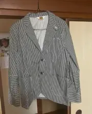 Rare Med Ben Davis Japan Hickory Stripe Blazer Suit Coat Jacket Mens