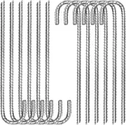 12 Pack 12 Inch Rebar Stakes Heavy Duty J Hook Ground Anchors, anti Rust Metal S