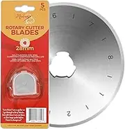 Madam Sew 28mm Rotary Cutter Replacement Blades, 5 Tungsten Steel Blades | Cuts Thick Layers of Fabric, Felt, Leather and Vinyl – Compatible with Fiskars, Olfa, Clover and Other Brands