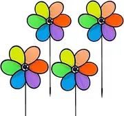 Pinwheels for Kids, Rainbow Flower Decorative Garden Stake, 360° Rotating Animated Pin Wheels, Whimsical Lawn Decor for Kids Play Area Backyard Patio Courtyard Balcony