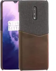 Card Wallet Plastic Phone Case Compatible with OnePlus 7. Fabric Texture and PU