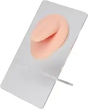 Silicone Tongue Model Lifelike 3D Piercing Practice Display Stand Reusable (Light Beige)