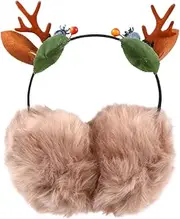 [AOKWAWALIY] Headband Muff Story Costume Animal Rabbit Foldable Ear Warmers Holiday Plush Earflap Eomen Fleece Ear Hair Band for Washing Face Christmas Party Headwear Fluff Khaki