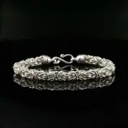 Byzantine Chain Bracelet with Hook Clasp in Sterling Silver, 8.75", Unisex