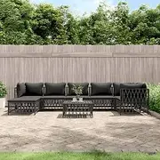 8 Piece Garden Lounge Set with Cushions Anthracite Steel, Garden Furniture Sets