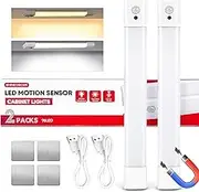 Shine Decor Under-Unit Light Kitchen LED 30 cm, 96 LEDs 3000 K/6000 K Dimmable Cabinet Lighting with Motion Sensor, 3000 mAh USB Rechargeable with Magnetic Light Strip for Stairs, Wardrobe (Pack of 2)