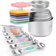 Magnetic Measuring Cups and Spoons Set-Heavy Duty 304 Stainless Steel，Double ...
