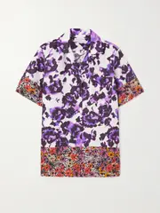 [Dries Van Noten] Dries Van Noten - Paneled Floral-print Silk-twill Shirt - Purple - FR 34 FR 34 Purple