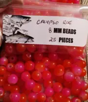 Fishing Premium Trout/Salmon/Steelhead Beads calypso roe pink orange 8mm 25ct