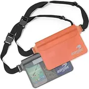 riptide Waterproof Fanny Pack Pouch (2 Pack) for Men & Women Dry Bag Water Resistant with Adjustable Waist Strap - Protects Valuables at Water Sports (Orange & Sheer Black), Orange & Sheer Black