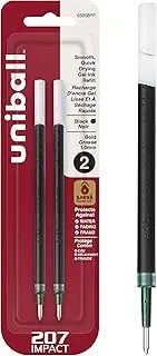 uni-ball 207 Impact Gel Pen Refills, Bold Point (1.0mm), Black, 2 Count