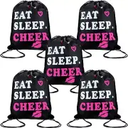 5 Pieces Cheerleading Drawstring Gym Bag Cheer Bags for Cheerleaders Black Ea...
