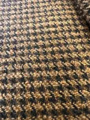 Vintage Houndstooth wool Fabric Black & Brown 3+ Yards For Sewing Projects soft