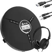 KLIM Discman with Headphones - Portable CD Player with Headphones - New Version + Ideal Car CD Player + Compatible CD-R, CD-RW, MP3 + Compact Mini CD Players Personal CD Walkman - Black