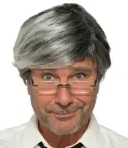 Old Man Wig Grandpa Gray Grey Fancy Dress Up Halloween Adult Costume Accessory