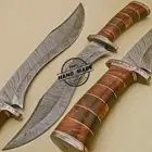 Fixed Blade Damascus Bowie Knife Custom Handmade Damascus Steel Knife''