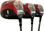 iDrive Red Square Anti-Slice Draw Fairway Wood Set Golf Clubs, Senior Flex, Right Handed, 3, 5, 7 Woods, Black Pro Velvet Grips