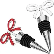 LAPYAPPE 2pcs Bowknot Topper Wine Bottle Seals Reusable Wine Stoppers for Party Wedding Decorative Wine Plugs Airtight Wine Saver