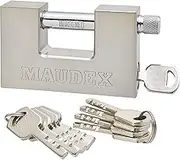 MDP/90 [10 Keys] Container Padlock Heavy Duty Outdoor - [Anti-Drill, Anti-Pick Cylinder] - Also Suitable as Security Lock for Garage, Shed, Motorcycle