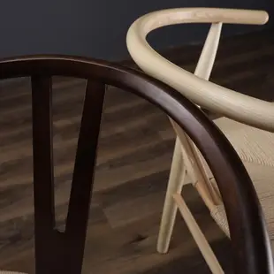 德宜客新中式y椅靠背扶手椅子北歐簡約書桌原木圈椅家用實木餐椅