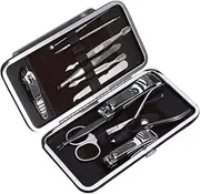 Beavorty 12-in-1 Stainless Steel Nail Care Set for Manicure Pedicure Travel Grooming Kit Pattern Case
