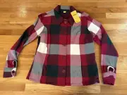 Cabela's Scarlet White Plaid Logger Flannel Button Up Shacket Size Large