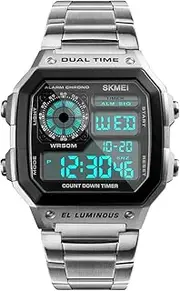 [SKMEI] Wrist Watch for Men, Digital Sports Waterproof Watch with Dual Time Chronograph Countdown Alarm Backlight