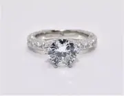 1.40 Ct Round Natural Aquamarine diamond Woman s Ring 14Ksolid white gold