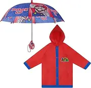 boys Nintendo Kids Slicker, Super Mario Toddler Boy Rain Wear Set, for Ages 4-7 Umbrella and Slicker