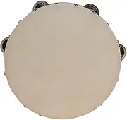 Goat Skin Tambourine for Kids, Wooden Tamborine Held Percussion for Shooting Props, Wedding Performances Metal Jingles Hand Drum(9 inch)