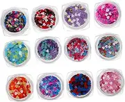 FOMIYES 12 Sets Glitter Nail Stickers Heart Shaped Sequin Paillettes for Manicure Art