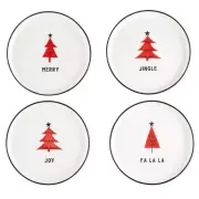 Holiday Appetizer Plates Joy Falala Merry Jingle Size 1 x 5.25 in Dia Lot of 2