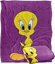 Looney Tunes Blanket, 50"x60", Tweety Bird Character Silky Touch Super Soft Throw